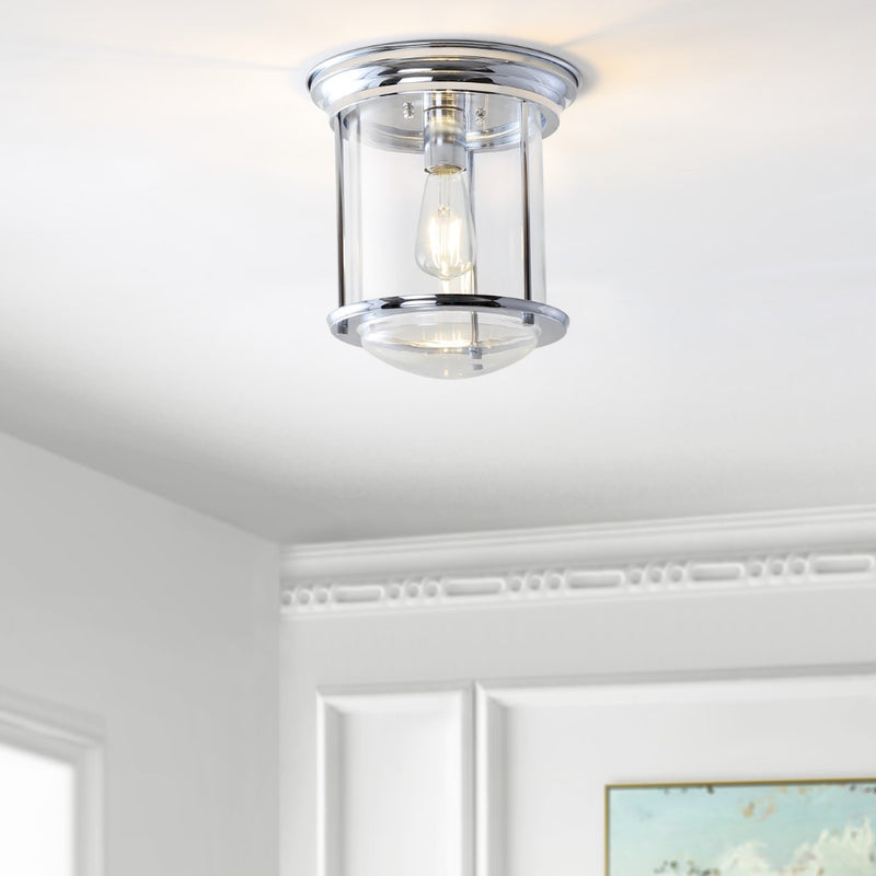 Savannah 10.25" Metal/Glass LED Flush Mount - JONATHAN Y
