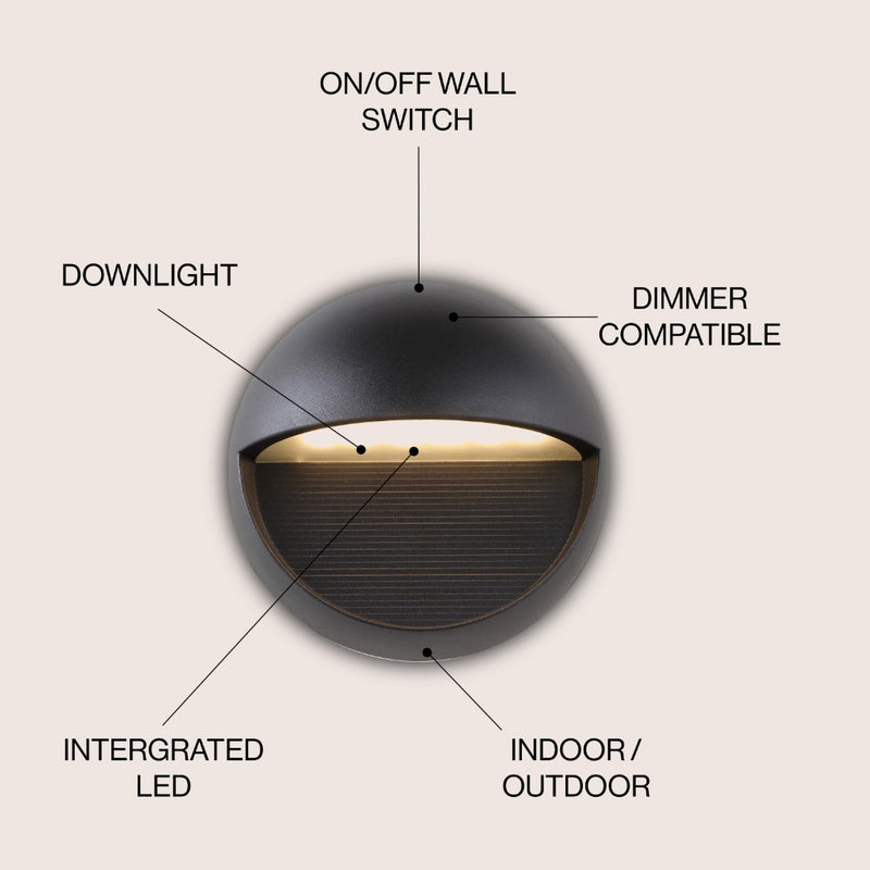 Orbe 6.25" Outdoor Metal/Glass Integrated LED Wall Sconce