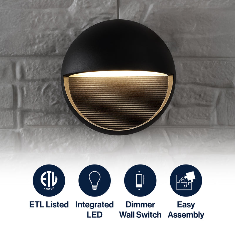 Orbe 6.25" Outdoor Metal/Glass Integrated LED Wall Sconce