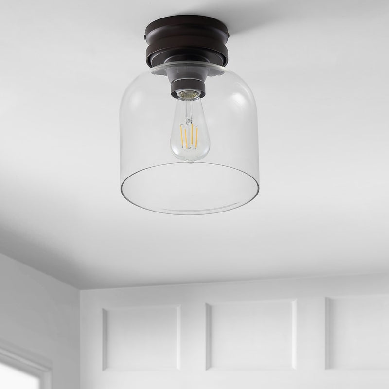 Domenic 7.75" Metal/Glass LED Flush Mount - JONATHAN Y