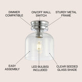 Domenic 7.75" Metal/Glass LED Flush Mount - JONATHAN Y