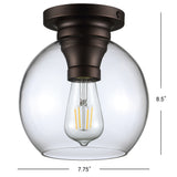 Atlas 7.75" Metal/Glass LED Flush Mount - JONATHAN Y