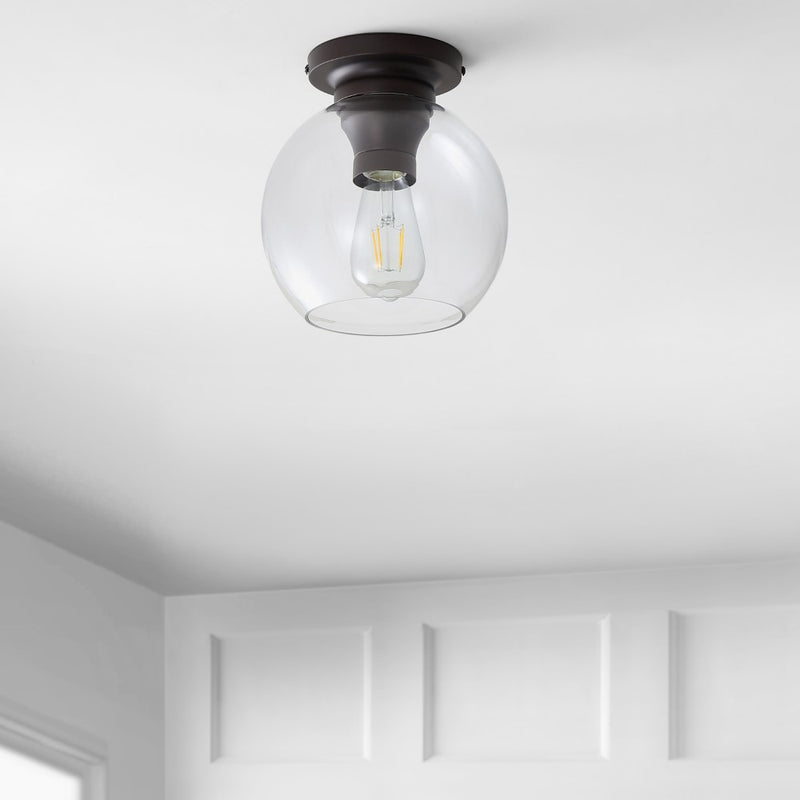 Atlas 7.75" Metal/Glass LED Flush Mount - JONATHAN Y