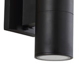 Duo 6" Modern Midcentury Cylinder Outdoor Metal/Glass Integrated LED Wall Sconce with Uplight - JONATHAN Y
