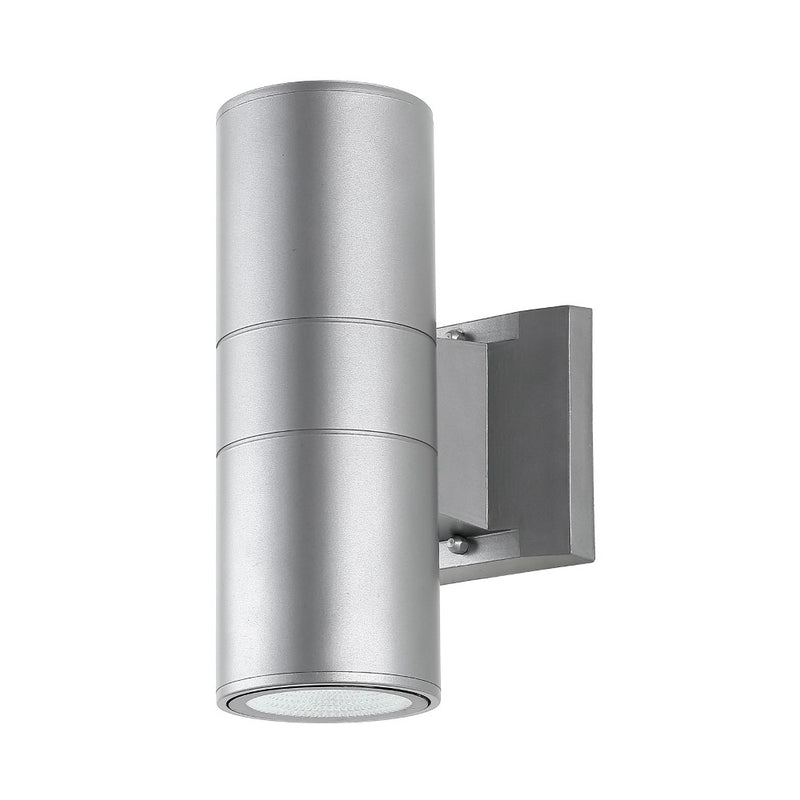 Duo 6" Modern Midcentury Cylinder Outdoor Metal/Glass Integrated LED Wall Sconce with Uplight - JONATHAN Y