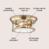 Lauren 13.25" Metal/Glass LED Flush Mount