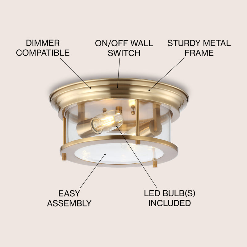 Lauren 13.25" Metal/Glass LED Flush Mount