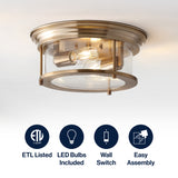 Lauren 13.25" Metal/Glass LED Flush Mount