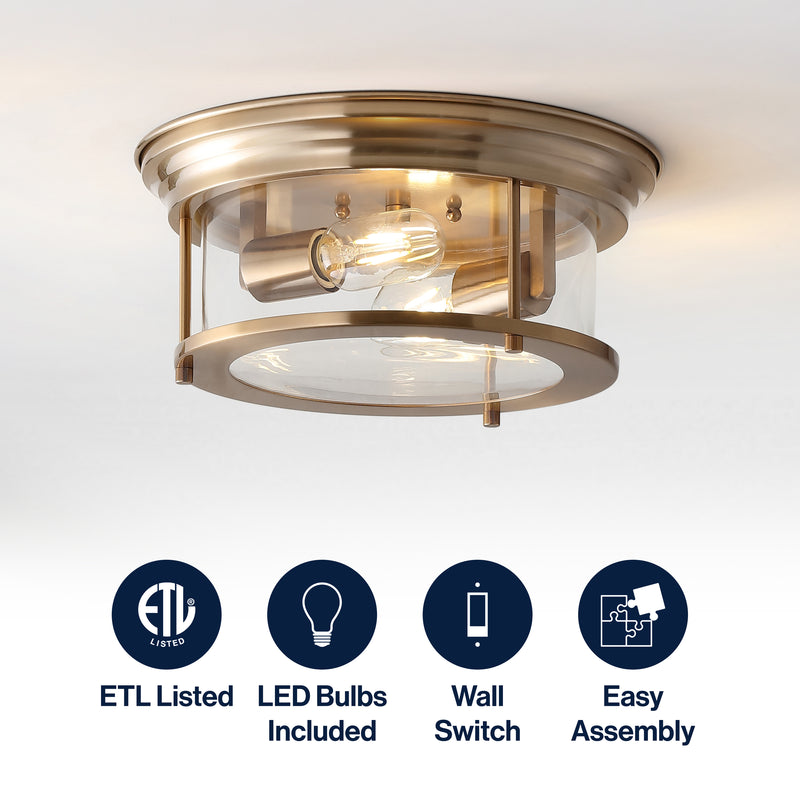 Lauren 13.25" Metal/Glass LED Flush Mount