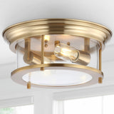 Lauren 13.25" Metal/Glass LED Flush Mount - JONATHAN Y