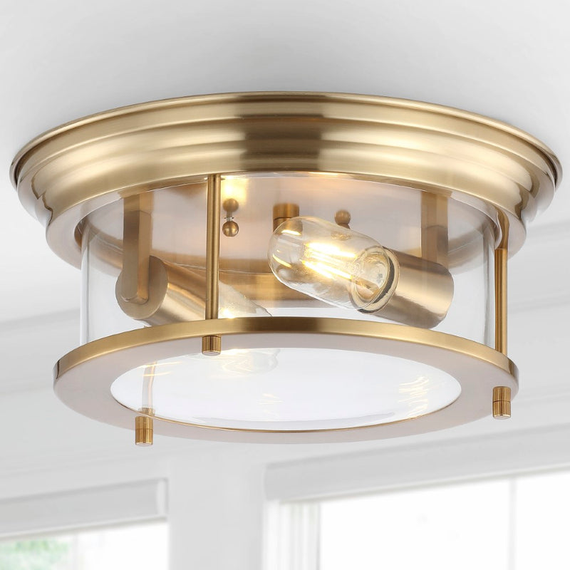 Lauren 13.25" Metal/Glass LED Flush Mount - JONATHAN Y