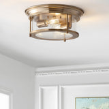 Lauren 13.25" Metal/Glass LED Flush Mount - JONATHAN Y