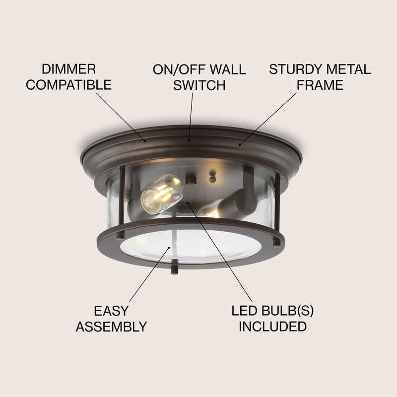 Lauren 13.25" Metal/Glass LED Flush Mount