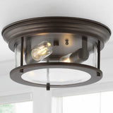 Lauren 13.25" Metal/Glass LED Flush Mount - JONATHAN Y