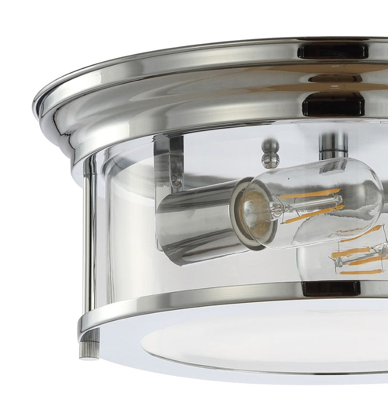 Lauren 13.25" Metal/Glass LED Flush Mount - JONATHAN Y