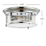 Lauren 13.25" Metal/Glass LED Flush Mount - JONATHAN Y