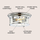 Lauren 13.25" Metal/Glass LED Flush Mount