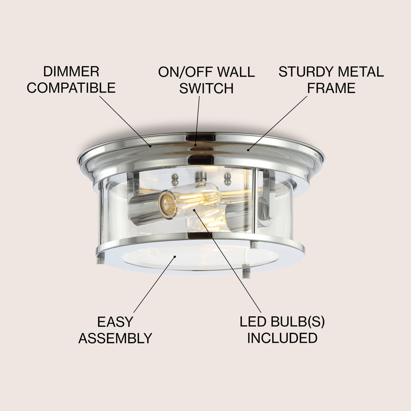 Lauren 13.25" Metal/Glass LED Flush Mount