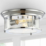 Lauren 13.25" Metal/Glass LED Flush Mount - JONATHAN Y