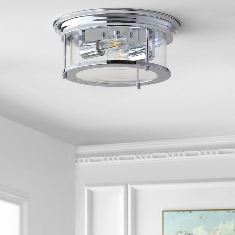 Lauren 13.25" Metal/Glass LED Flush Mount - JONATHAN Y