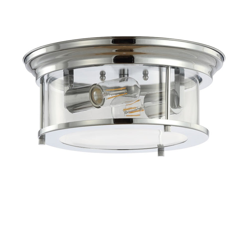 Lauren 13.25" Metal/Glass LED Flush Mount - JONATHAN Y