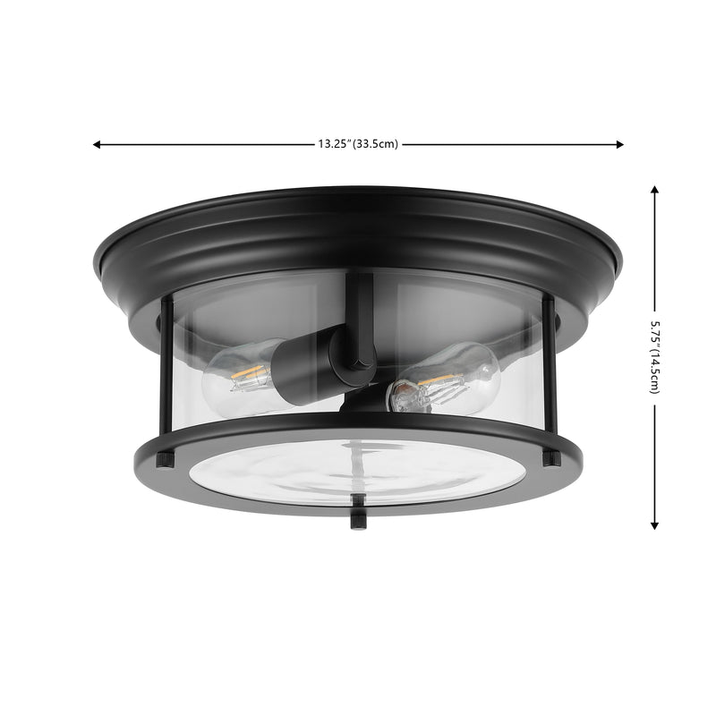 Lauren 13.25" Metal/Glass LED Flush Mount - JONATHAN Y