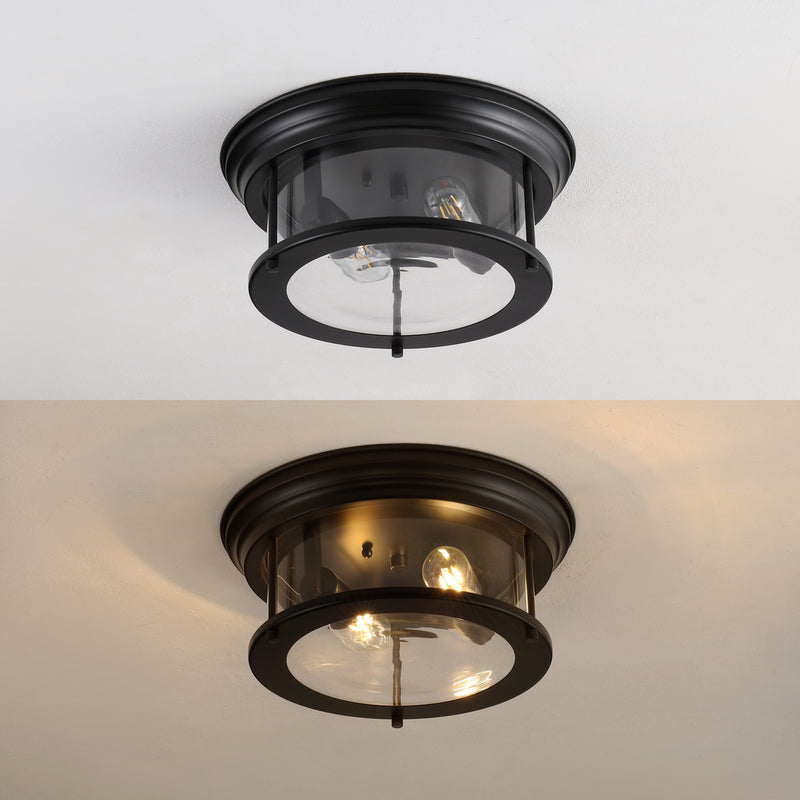 Lauren 13.25" Metal/Glass LED Flush Mount - JONATHAN Y
