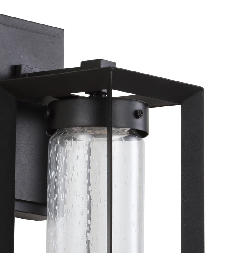 Nate 6.75" Outdoor Modern Cube Bubble Glass/Metal Integrated LED Wall Sconce - JONATHAN Y