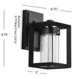 Nate 6.75" Outdoor Modern Cube Bubble Glass/Metal Integrated LED Wall Sconce - JONATHAN Y