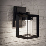 Nate 6.75" Outdoor Modern Cube Bubble Glass/Metal Integrated LED Wall Sconce - JONATHAN Y