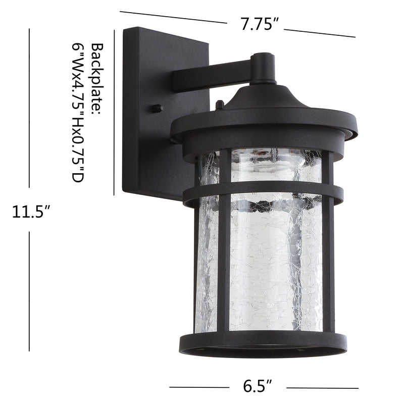 Campo Outdoor Wall Lantern Crackled Glass/Metal Integrated LED Wall Sconce - JONATHAN Y