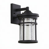 Campo Outdoor Wall Lantern Crackled Glass/Metal Integrated LED Wall Sconce Black / 7.75" – OFF