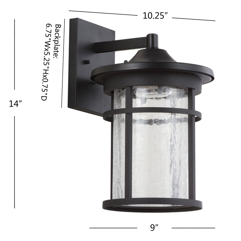 Campo Outdoor Wall Lantern Crackled Glass/Metal Integrated LED Wall Sconce - JONATHAN Y