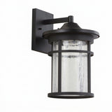 Campo Outdoor Wall Lantern Crackled Glass/Metal Integrated LED Wall Sconce Black / 10.25" – OFF