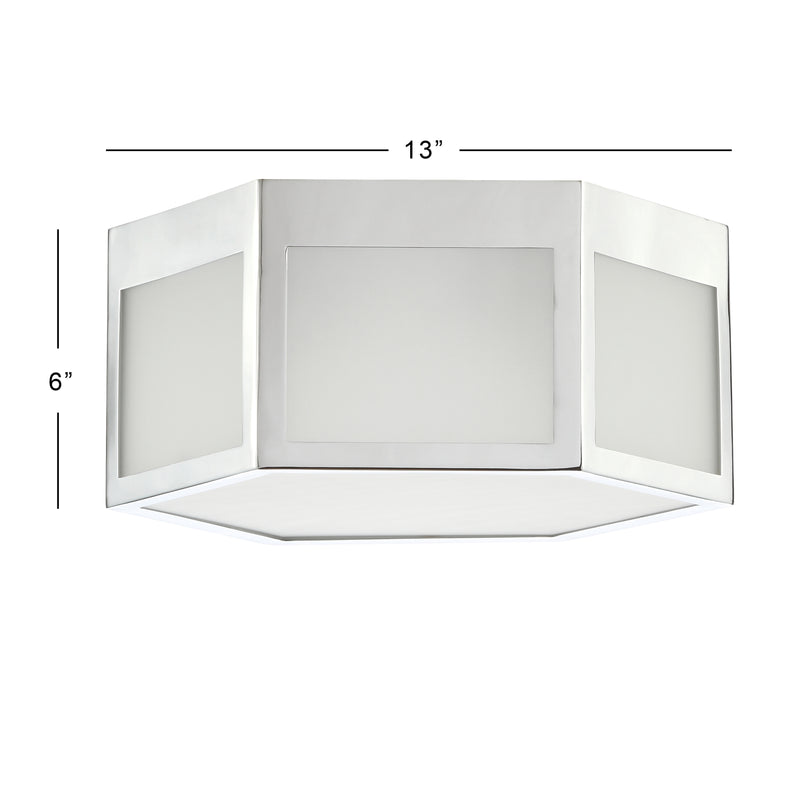 Minimo Hexagon Metal/Frosted Glass LED Flush Mount - JONATHAN Y