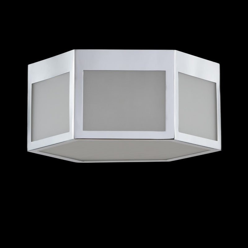 Minimo Hexagon Metal/Frosted Glass LED Flush Mount - JONATHAN Y