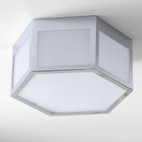 Minimo Hexagon Metal/Frosted Glass LED Flush Mount - JONATHAN Y