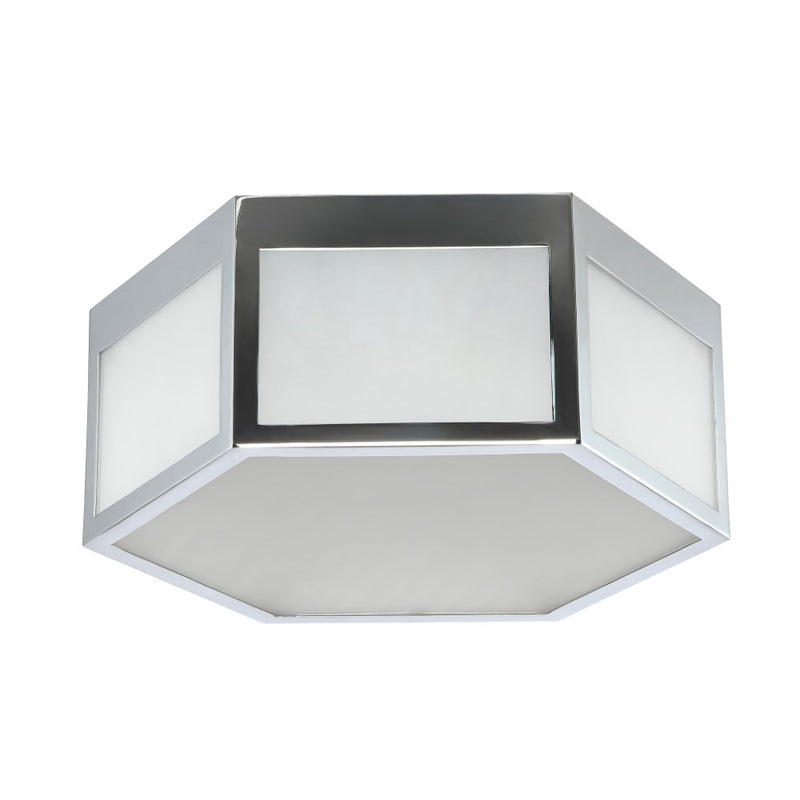 Minimo Hexagon Metal/Frosted Glass LED Flush Mount - JONATHAN Y
