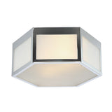 Minimo Hexagon Metal/Frosted Glass LED Flush Mount - JONATHAN Y