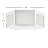Minimo Hexagon Metal/Frosted Glass LED Flush Mount - JONATHAN Y