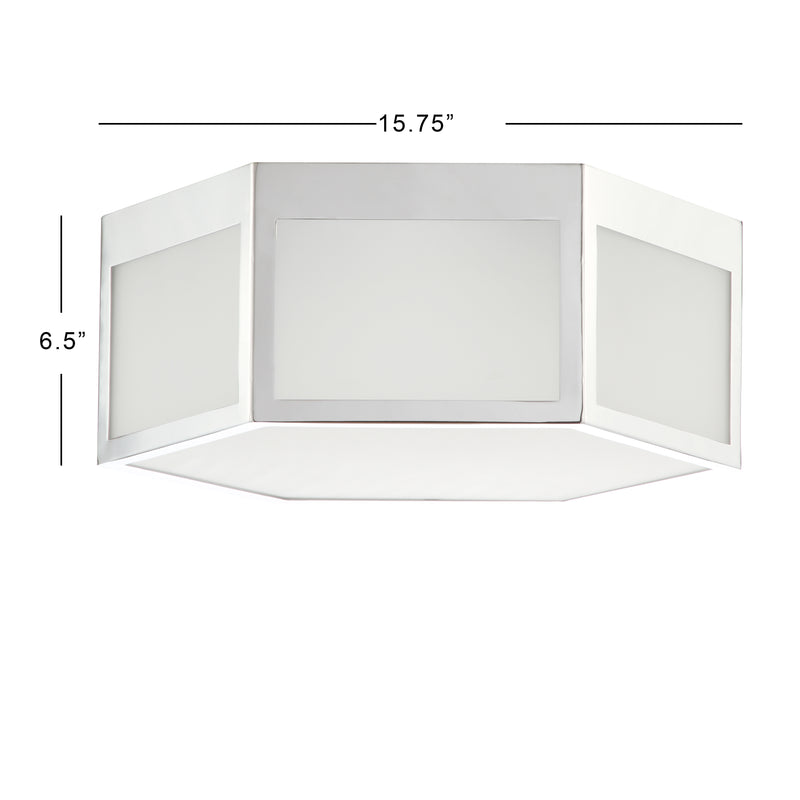 Minimo Hexagon Metal/Frosted Glass LED Flush Mount - JONATHAN Y
