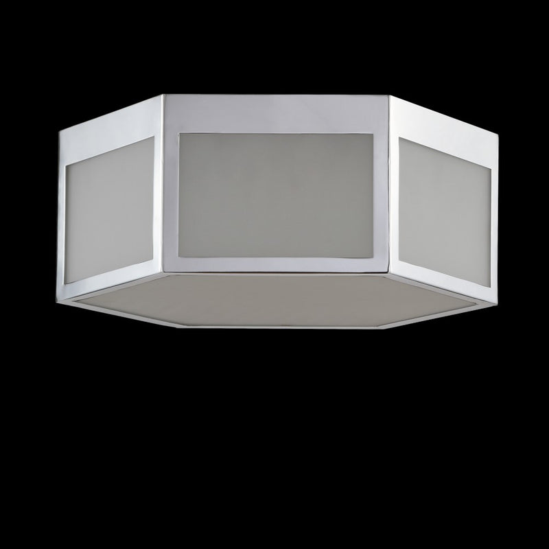 Minimo Hexagon Metal/Frosted Glass LED Flush Mount - JONATHAN Y