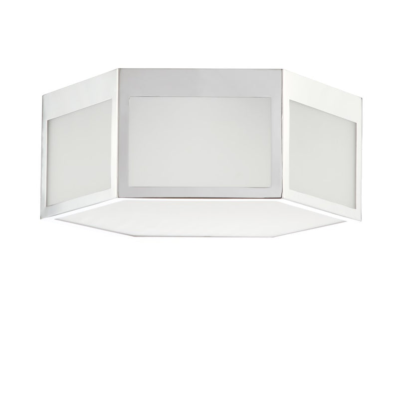 Minimo Hexagon Metal/Frosted Glass LED Flush Mount - JONATHAN Y