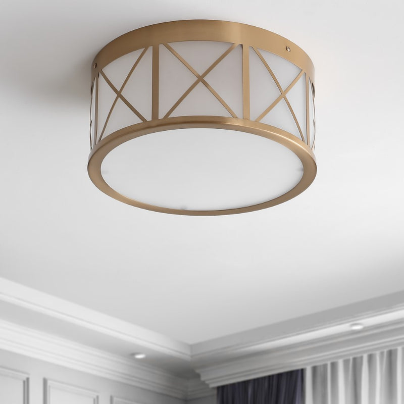 Cadence Drum Metal/Glass Flush Mount - JONATHAN Y