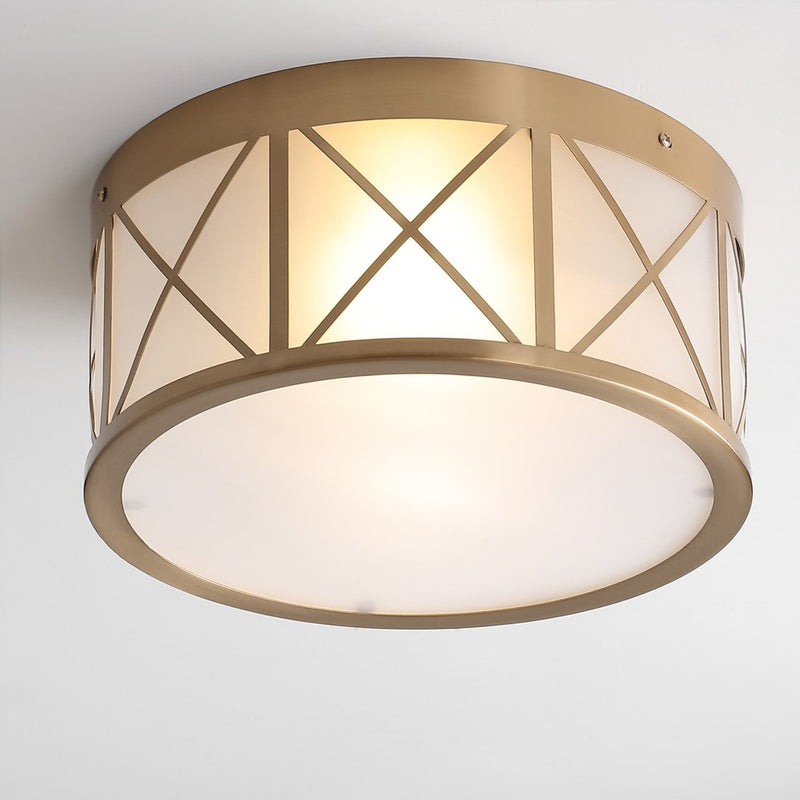 Cadence Drum Metal/Glass Flush Mount - JONATHAN Y