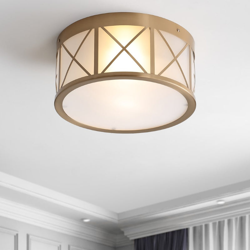 Cadence Drum Metal/Glass Flush Mount - JONATHAN Y