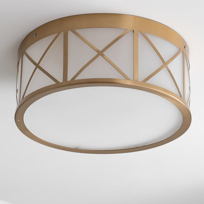 Cadence Drum Metal/Glass Flush Mount - JONATHAN Y