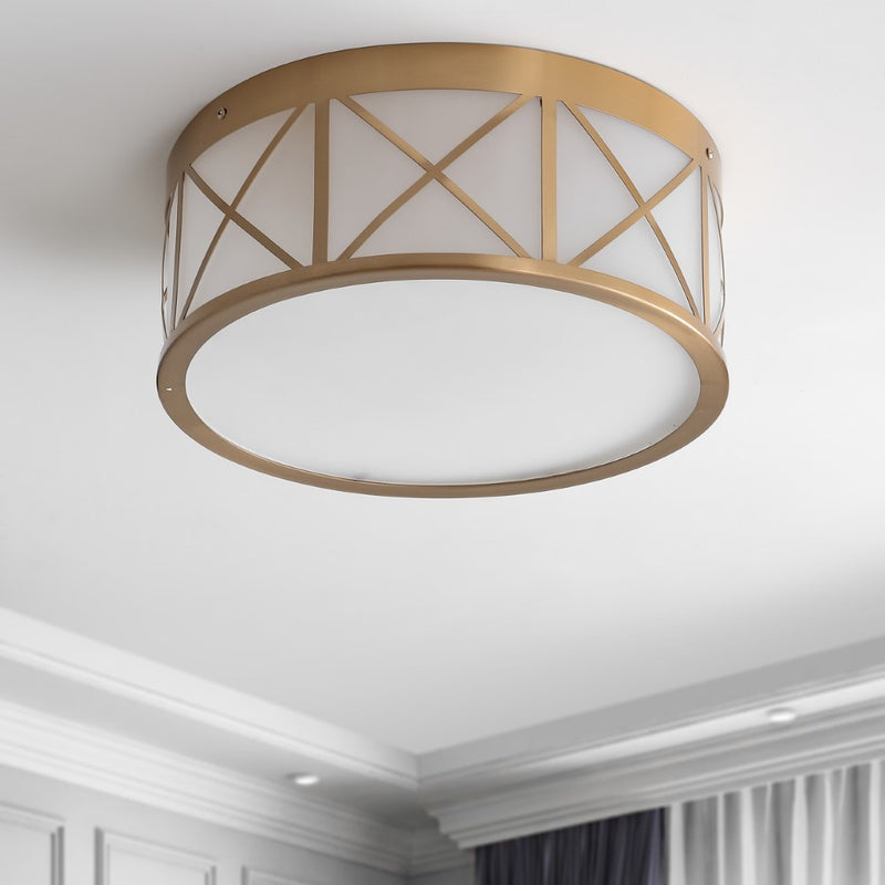 Cadence Drum Metal/Glass Flush Mount - JONATHAN Y