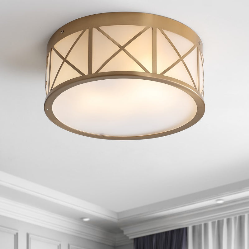Cadence Drum Metal/Glass Flush Mount - JONATHAN Y
