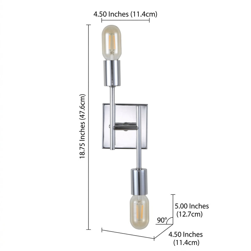 Turing Metal LED Wall Sconce Chrome / 2 Sockets – DIM